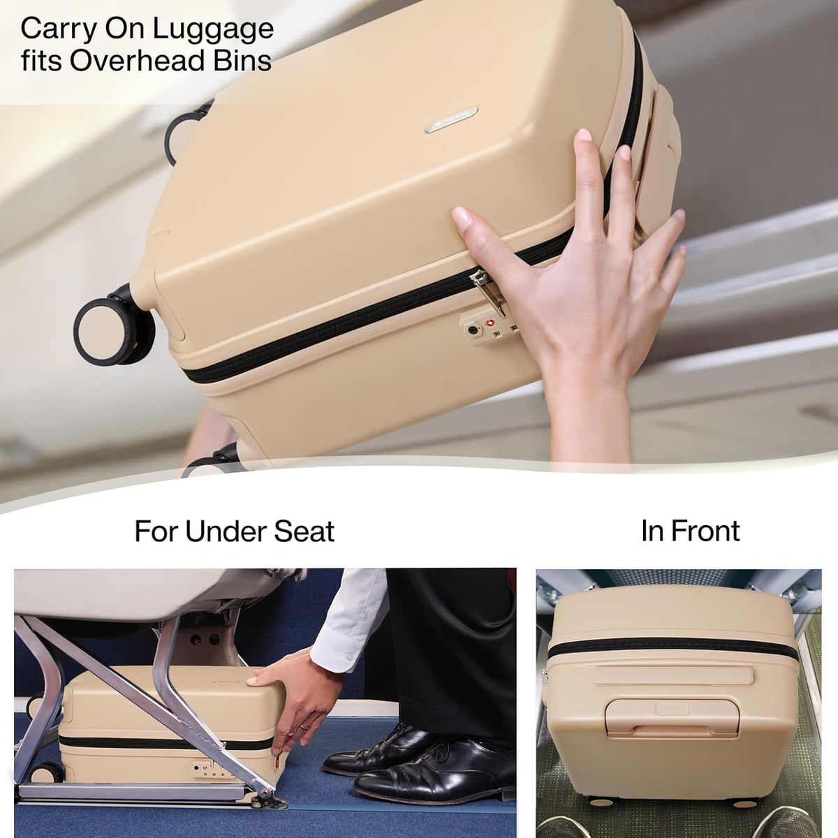 16 Inch Underseat Carry On Luggage, Airline-Approved Hard Shell Small Suitcase with Spinner Wheels, Lightweight Tsa Lock Travel Luggage for Short Trips(Bamboo Green)