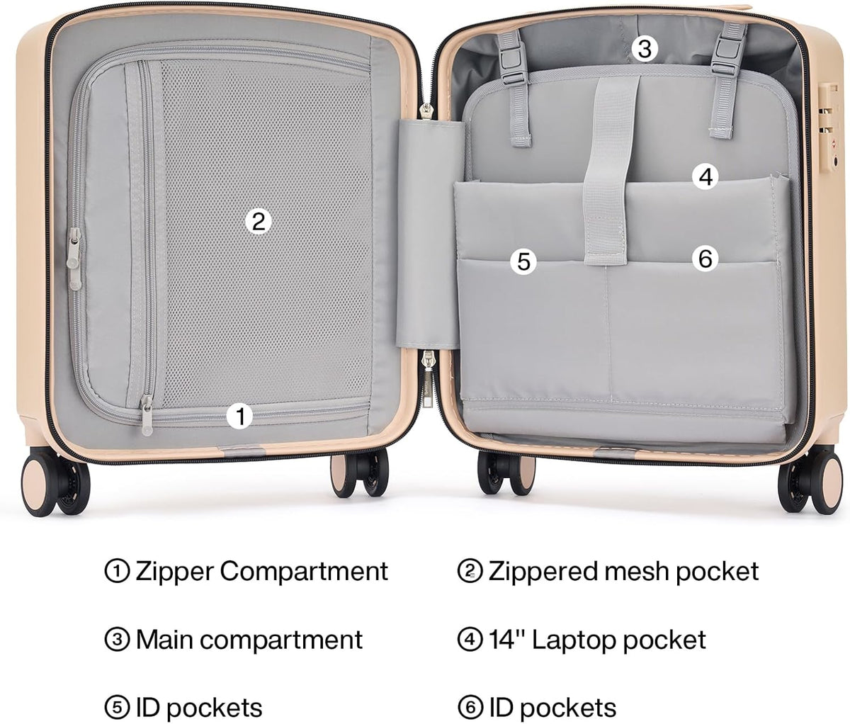 16 Inch Underseat Carry On Luggage, Airline-Approved Hard Shell Small Suitcase with Spinner Wheels, Lightweight Tsa Lock Travel Luggage for Short Trips(Bamboo Green)