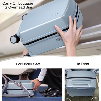 16 Inch Underseat Carry On Luggage, Airline-Approved Hard Shell Small Suitcase with Spinner Wheels, Lightweight Tsa Lock Travel Luggage for Short Trips(Bamboo Green)