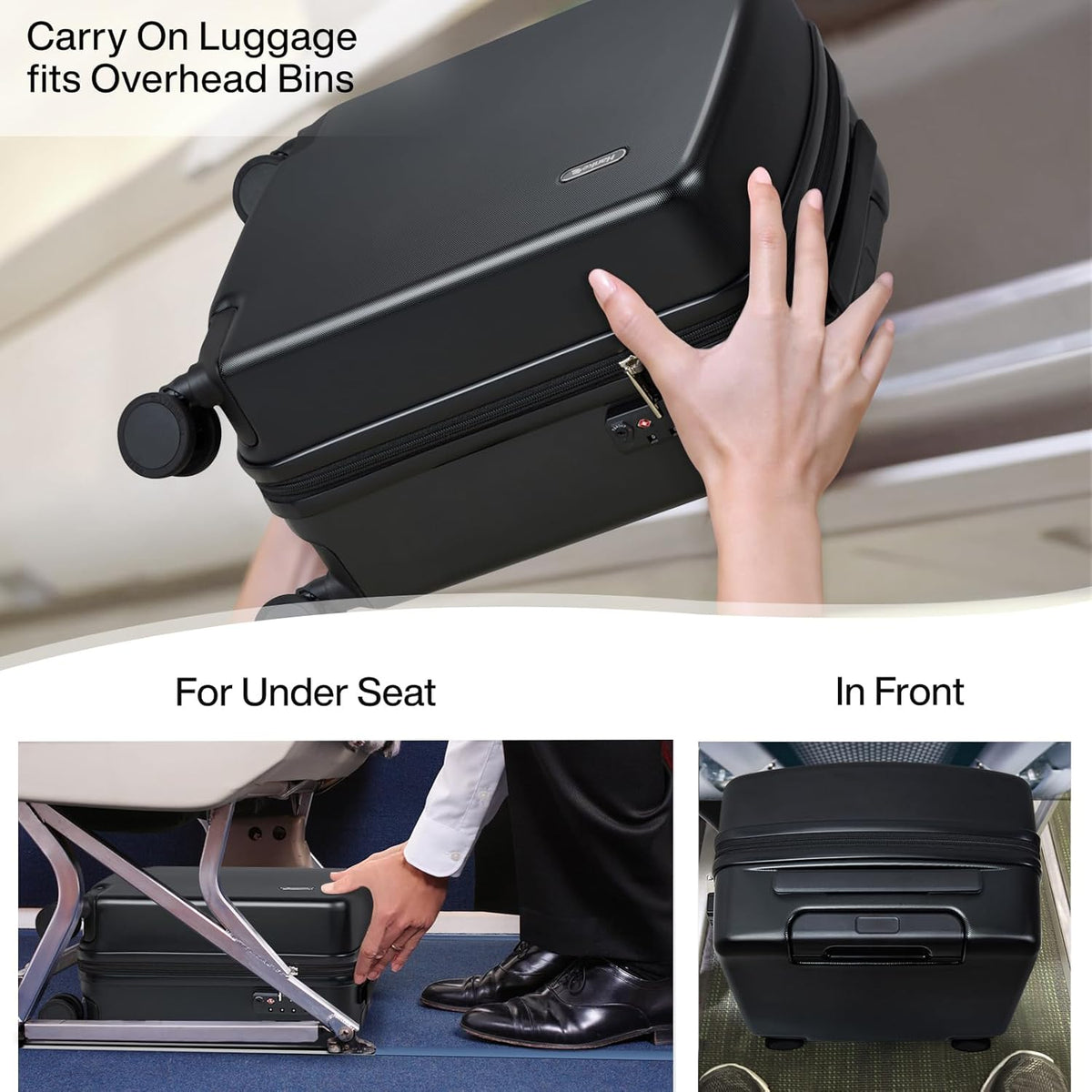 16 Inch Underseat Carry On Luggage, Airline-Approved Hard Shell Small Suitcase with Spinner Wheels, Lightweight Tsa Lock Travel Luggage for Short Trips(Bamboo Green)
