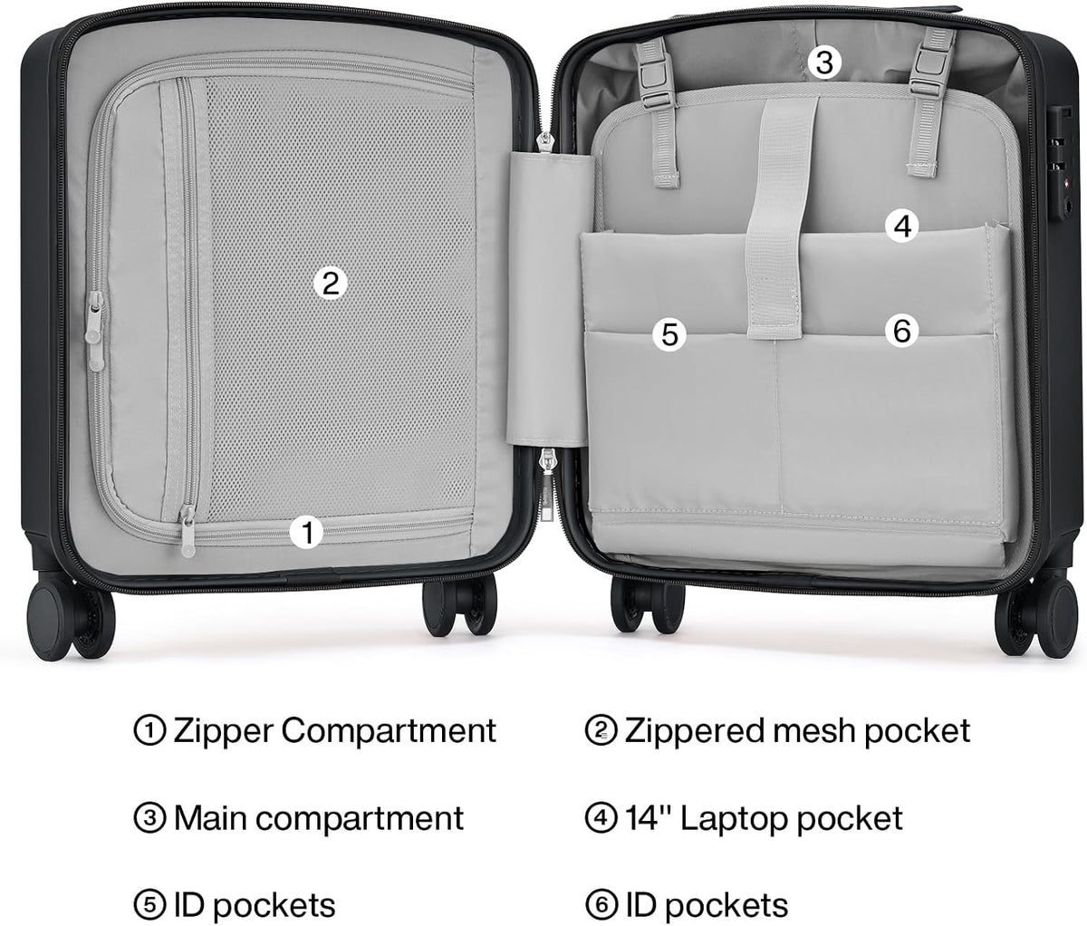 16 Inch Underseat Carry On Luggage, Airline-Approved Hard Shell Small Suitcase with Spinner Wheels, Lightweight Tsa Lock Travel Luggage for Short Trips(Bamboo Green)