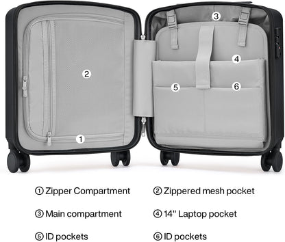 16 Inch Underseat Carry On Luggage, Airline-Approved Hard Shell Small Suitcase with Spinner Wheels, Lightweight Tsa Lock Travel Luggage for Short Trips(Bamboo Green)