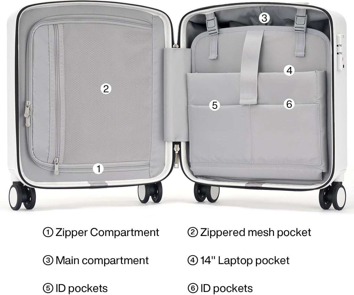 16 Inch Underseat Carry On Luggage, Airline-Approved Hard Shell Small Suitcase with Spinner Wheels, Lightweight Tsa Lock Travel Luggage for Short Trips(Bamboo Green)