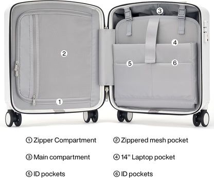 16 Inch Underseat Carry On Luggage, Airline-Approved Hard Shell Small Suitcase with Spinner Wheels, Lightweight Tsa Lock Travel Luggage for Short Trips(Bamboo Green)
