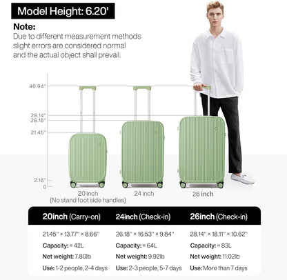 Carry On Luggage with Cup Phone Holder Hard Shell Rolling Travel Suitcase with Spinner Wheels,20 Inch Smoke White
