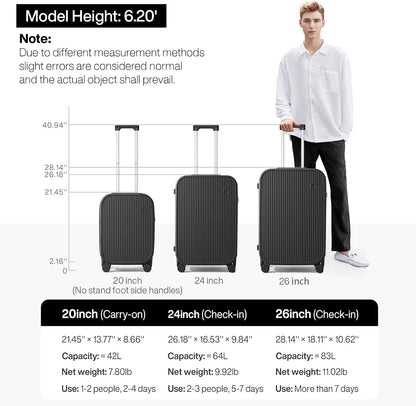 Carry On Luggage with Cup Phone Holder Hard Shell Rolling Travel Suitcase with Spinner Wheels,20 Inch Smoke White