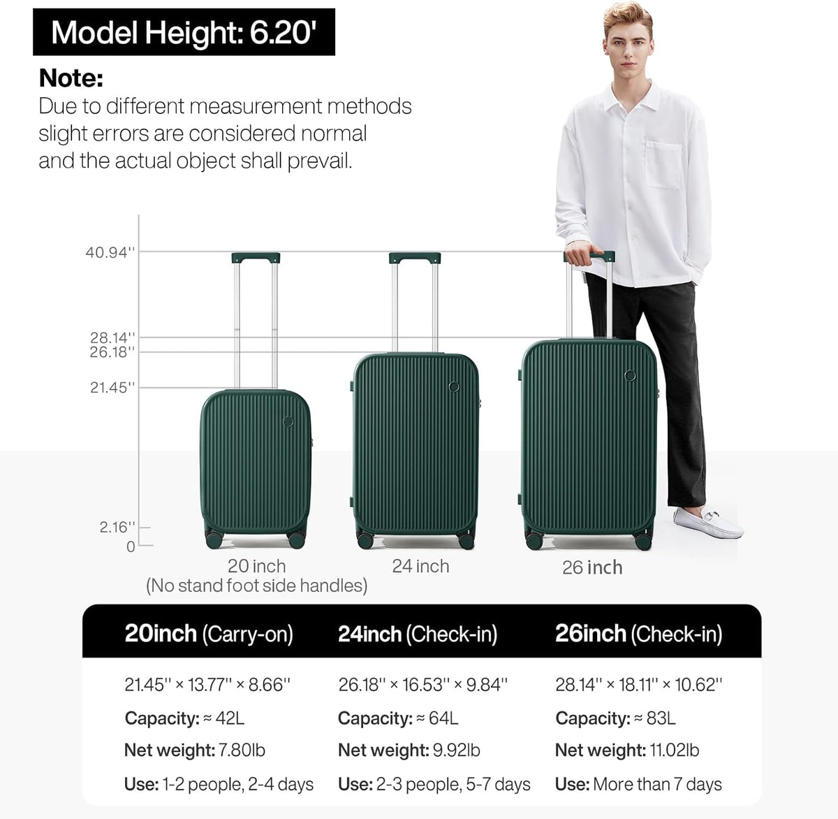 Carry On Luggage with Cup Phone Holder Hard Shell Rolling Travel Suitcase with Spinner Wheels,20 Inch Smoke White