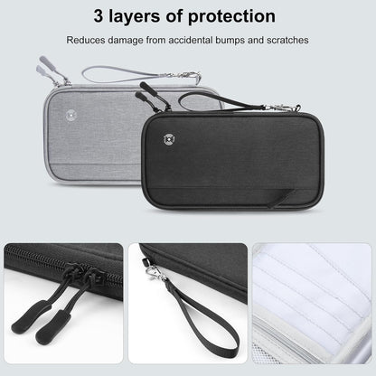 Passport Holder Family, RFID Blocking Travel Wallet Women Men, Travel Document Organizer Premium Wallets Passport Holders Bag, Lightweight Zipper Credit Cards Case Cover for Travel, (Black-Medium)