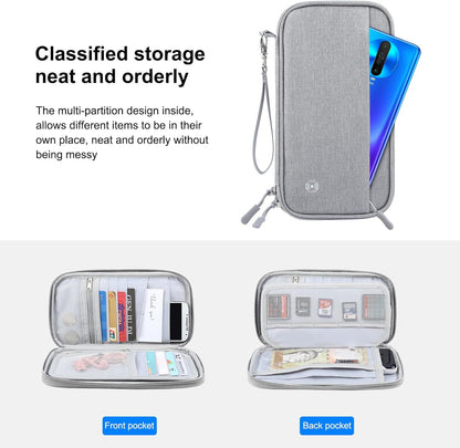 Passport Holder Family, RFID Blocking Travel Wallet Women Men, Travel Document Organizer Premium Wallets Passport Holders Bag, Lightweight Zipper Credit Cards Case Cover for Travel, (Black-Medium)