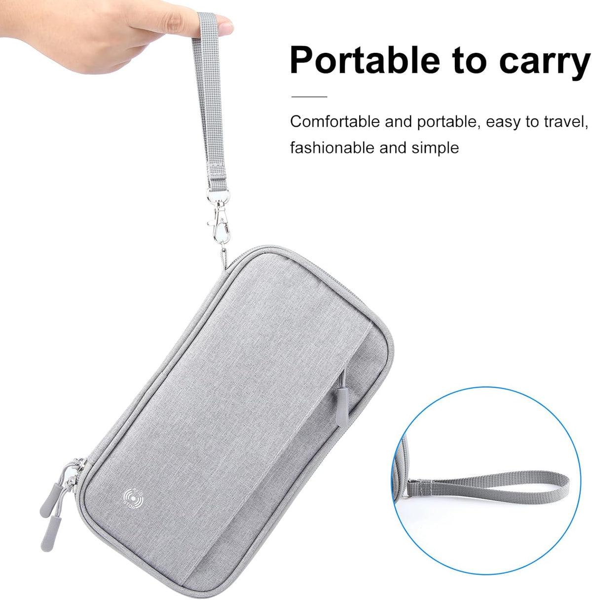 Passport Holder Family, RFID Blocking Travel Wallet Women Men, Travel Document Organizer Premium Wallets Passport Holders Bag, Lightweight Zipper Credit Cards Case Cover for Travel, (Black-Medium)