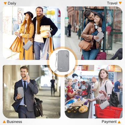 Passport Holder Family, RFID Blocking Travel Wallet Women Men, Travel Document Organizer Premium Wallets Passport Holders Bag, Lightweight Zipper Credit Cards Case Cover for Travel, (Black-Medium)