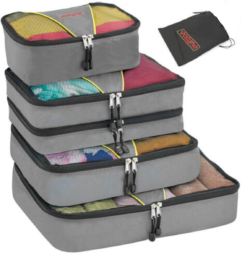 Packing Cubes 4-pcs Set, Luggage Travel Organizer Bags with a Free Laundry/shoe Bag