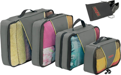 Packing Cubes 4-pcs Set, Luggage Travel Organizer Bags with a Free Laundry/shoe Bag
