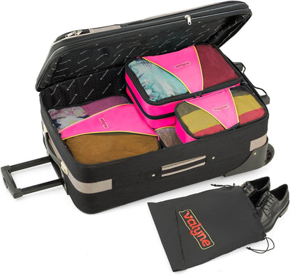 Packing Cubes 4-pcs Set, Luggage Travel Organizer Bags with a Free Laundry/shoe Bag