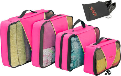 Packing Cubes 4-pcs Set, Luggage Travel Organizer Bags with a Free Laundry/shoe Bag