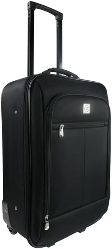 Pilot Carry On 18" Softside 2 Wheel Luggage for Travel, Black