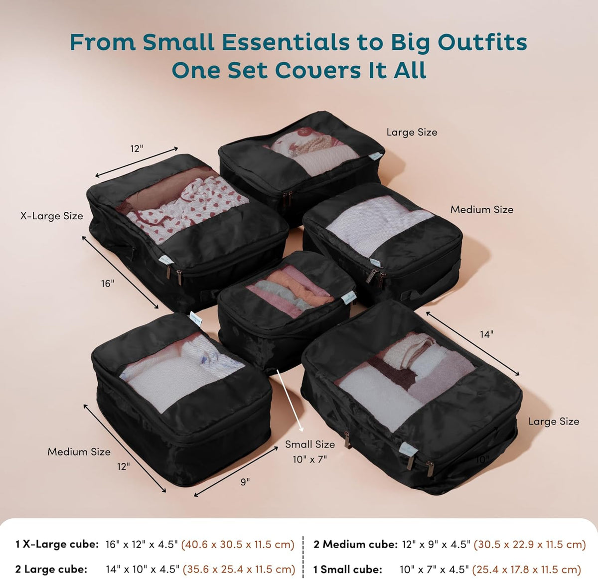 Large Compression Packing Cubes for Travel - Lightweight Compression Packing Cube Set, Water-Resistant Luggage Organizer Bags & Suitcase Organizers, Travel Cubes for Carry-On, Checked Luggage
