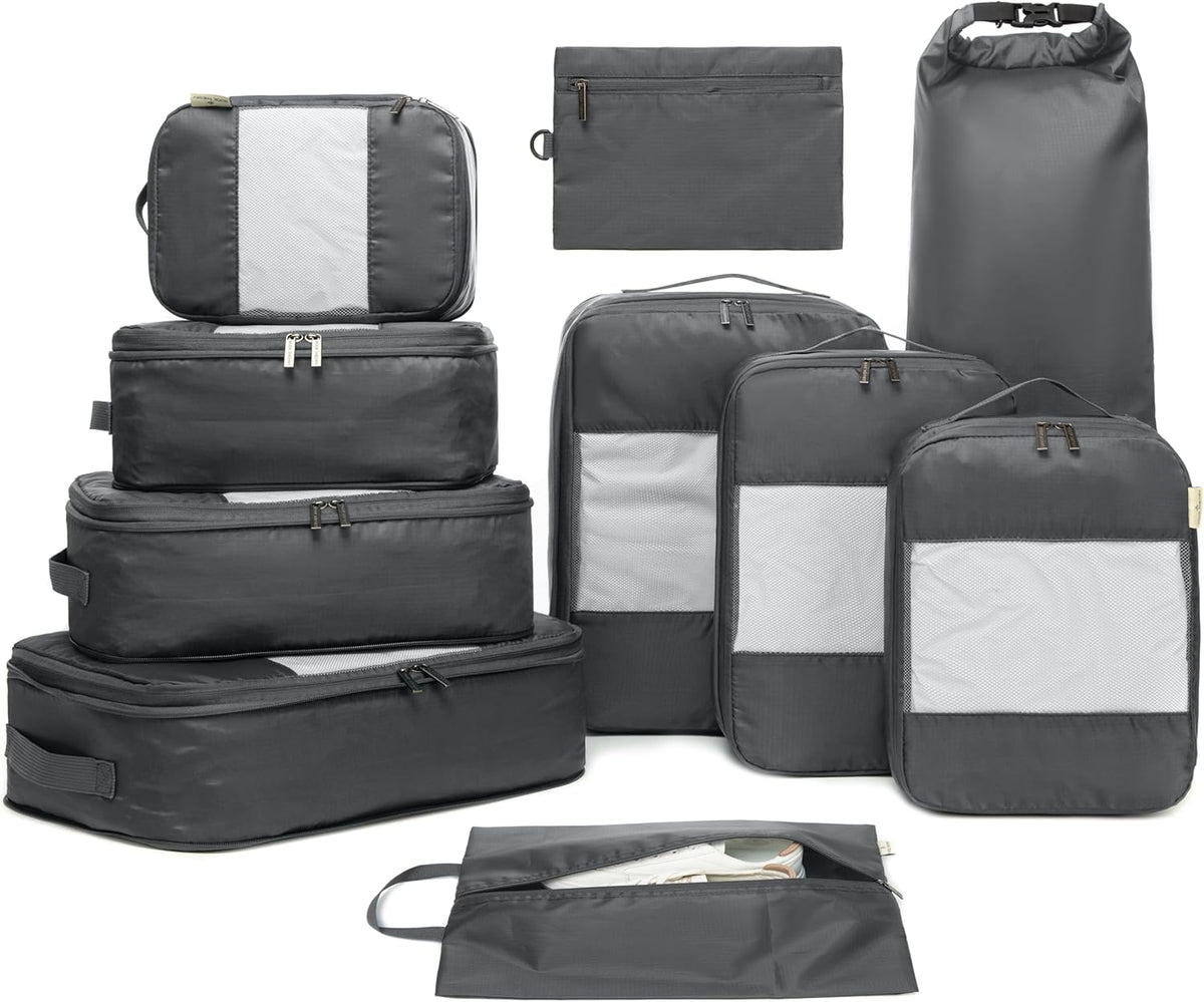 Large Compression Packing Cubes for Travel - Lightweight Compression Packing Cube Set, Water-Resistant Luggage Organizer Bags & Suitcase Organizers, Travel Cubes for Carry-On, Checked Luggage