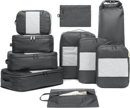 Large Compression Packing Cubes for Travel - Lightweight Compression Packing Cube Set, Water-Resistant Luggage Organizer Bags & Suitcase Organizers, Travel Cubes for Carry-On, Checked Luggage