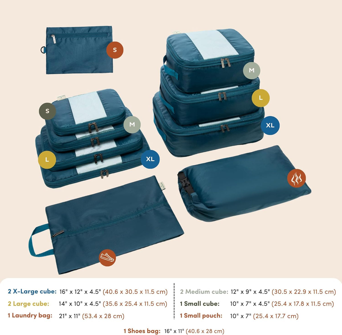 Large Compression Packing Cubes for Travel - Lightweight Compression Packing Cube Set, Water-Resistant Luggage Organizer Bags & Suitcase Organizers, Travel Cubes for Carry-On, Checked Luggage