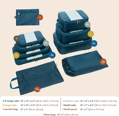 Large Compression Packing Cubes for Travel - Lightweight Compression Packing Cube Set, Water-Resistant Luggage Organizer Bags & Suitcase Organizers, Travel Cubes for Carry-On, Checked Luggage