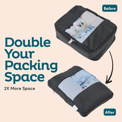 Large Compression Packing Cubes for Travel - Lightweight Compression Packing Cube Set, Water-Resistant Luggage Organizer Bags & Suitcase Organizers, Travel Cubes for Carry-On, Checked Luggage