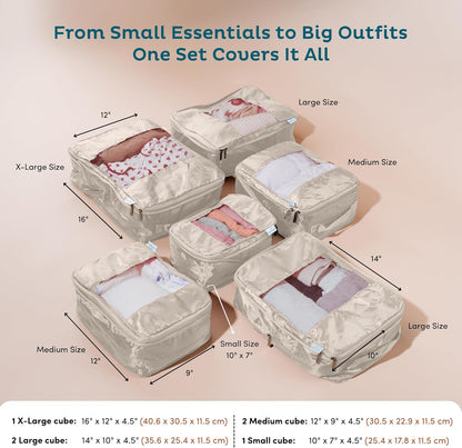 Large Compression Packing Cubes for Travel - Lightweight Compression Packing Cube Set, Water-Resistant Luggage Organizer Bags & Suitcase Organizers, Travel Cubes for Carry-On, Checked Luggage