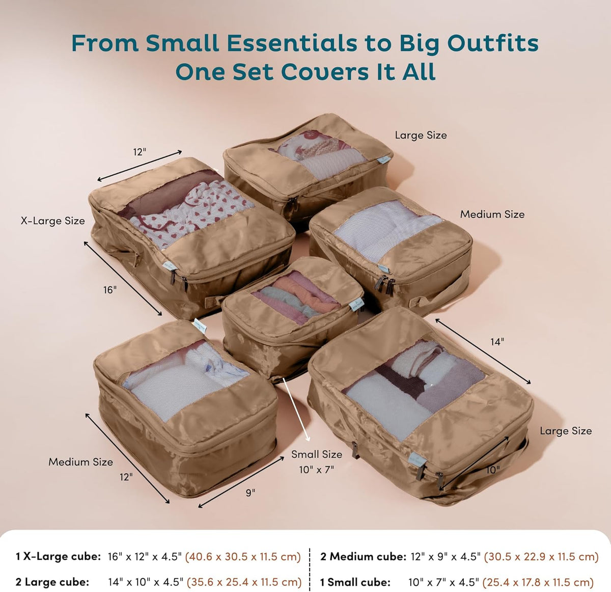 Large Compression Packing Cubes for Travel - Lightweight Compression Packing Cube Set, Water-Resistant Luggage Organizer Bags & Suitcase Organizers, Travel Cubes for Carry-On, Checked Luggage
