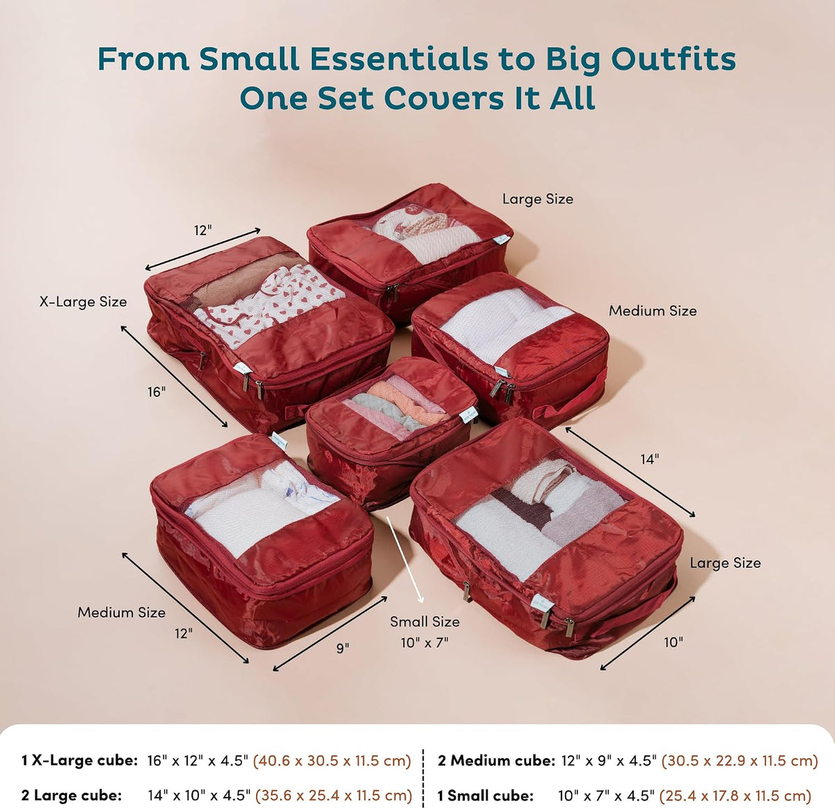 Large Compression Packing Cubes for Travel - Lightweight Compression Packing Cube Set, Water-Resistant Luggage Organizer Bags & Suitcase Organizers, Travel Cubes for Carry-On, Checked Luggage