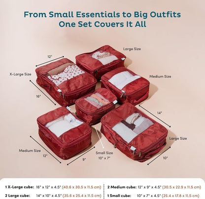 Large Compression Packing Cubes for Travel - Lightweight Compression Packing Cube Set, Water-Resistant Luggage Organizer Bags & Suitcase Organizers, Travel Cubes for Carry-On, Checked Luggage