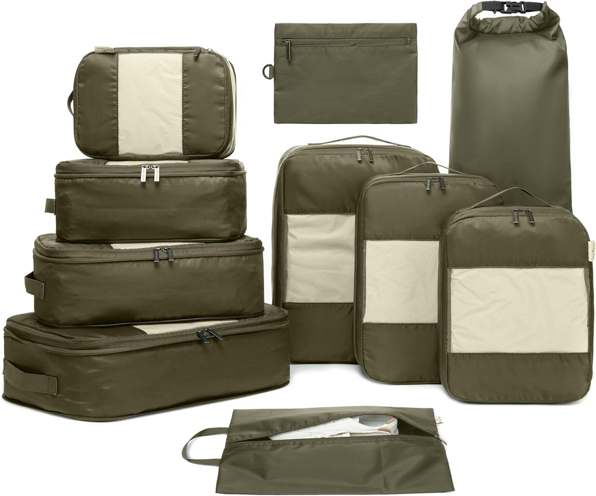 Large Compression Packing Cubes for Travel - Lightweight Compression Packing Cube Set, Water-Resistant Luggage Organizer Bags & Suitcase Organizers, Travel Cubes for Carry-On, Checked Luggage