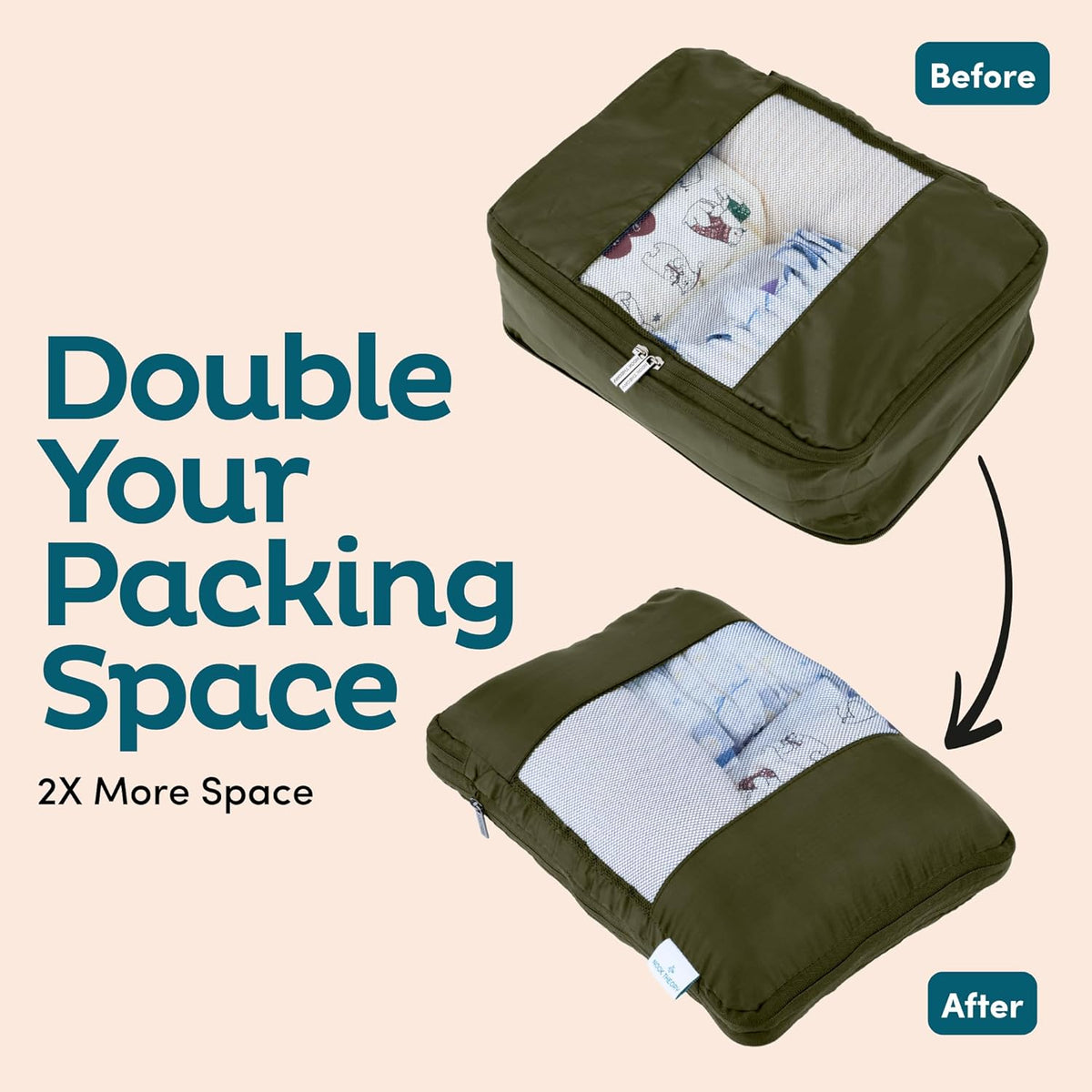 Large Compression Packing Cubes for Travel - Lightweight Compression Packing Cube Set, Water-Resistant Luggage Organizer Bags & Suitcase Organizers, Travel Cubes for Carry-On, Checked Luggage