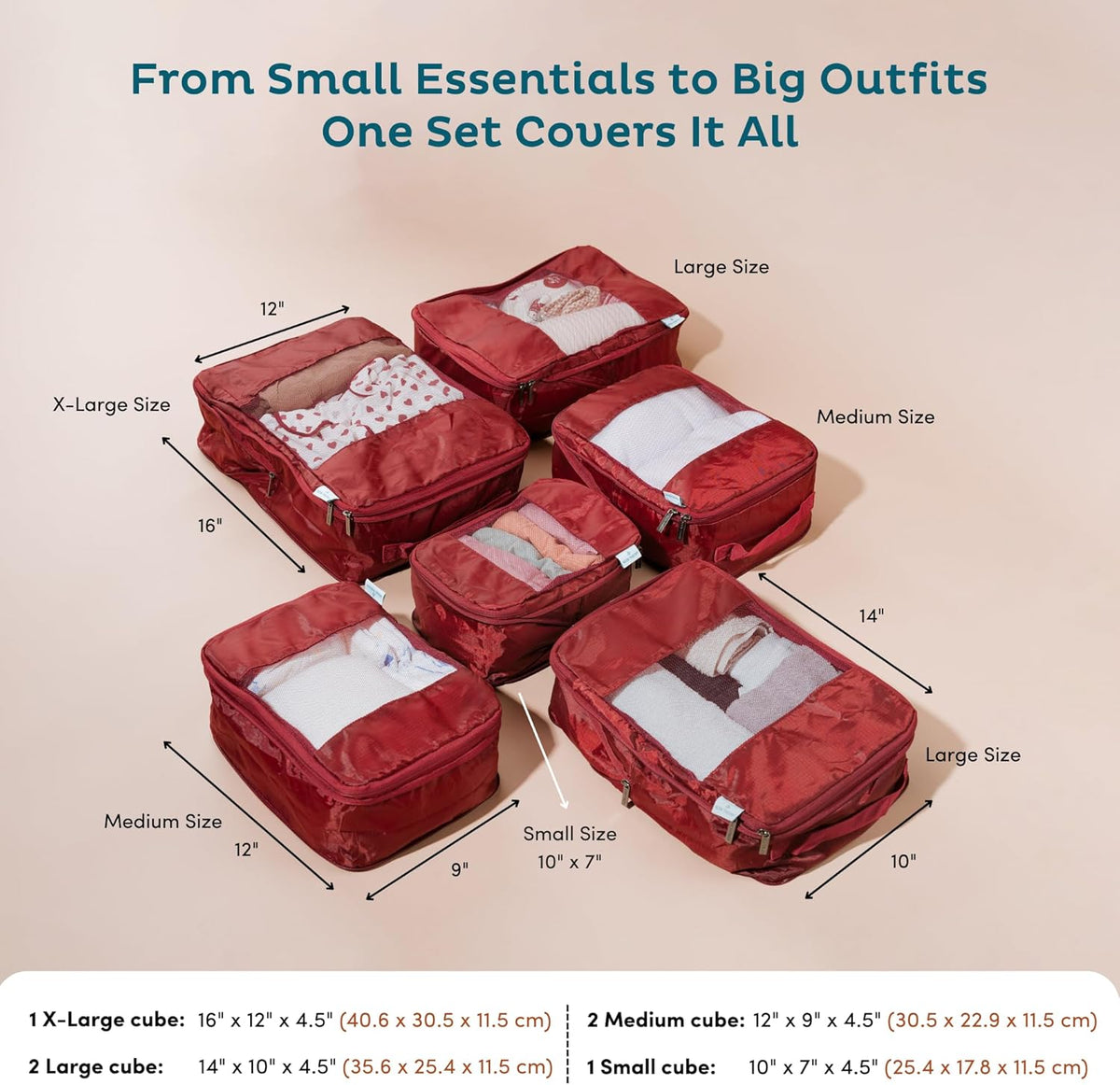 Large Compression Packing Cubes for Travel - Lightweight Compression Packing Cube Set, Water-Resistant Luggage Organizer Bags & Suitcase Organizers, Travel Cubes for Carry-On, Checked Luggage