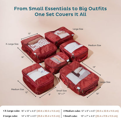Large Compression Packing Cubes for Travel - Lightweight Compression Packing Cube Set, Water-Resistant Luggage Organizer Bags & Suitcase Organizers, Travel Cubes for Carry-On, Checked Luggage