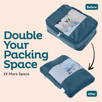 Large Compression Packing Cubes for Travel - Lightweight Compression Packing Cube Set, Water-Resistant Luggage Organizer Bags & Suitcase Organizers, Travel Cubes for Carry-On, Checked Luggage