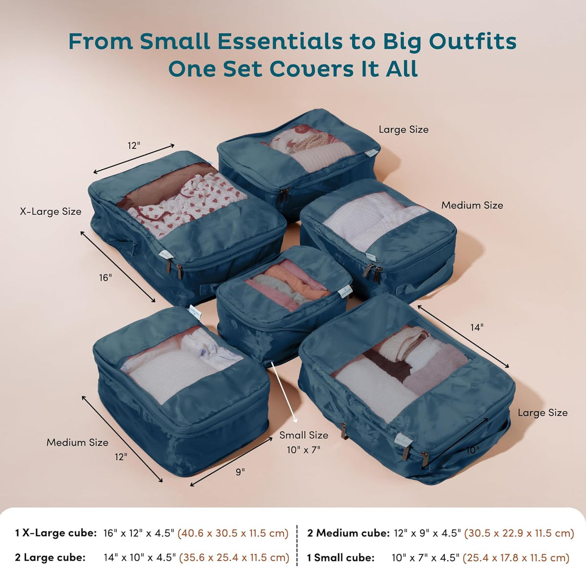 Large Compression Packing Cubes for Travel - Lightweight Compression Packing Cube Set, Water-Resistant Luggage Organizer Bags & Suitcase Organizers, Travel Cubes for Carry-On, Checked Luggage