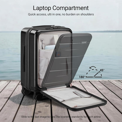 Carry On Luggage with Top Opening, Expandable with Front Pocket and USB Charging Port, Lightweight with Front Compartment Rolling Suitcases with Spinner Wheels