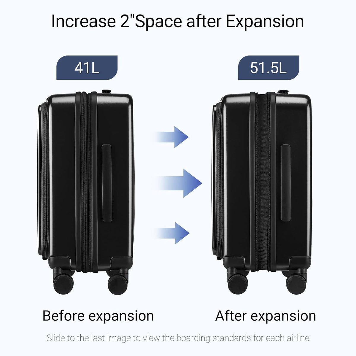 Carry On Luggage with Top Opening, Expandable with Front Pocket and USB Charging Port, Lightweight with Front Compartment Rolling Suitcases with Spinner Wheels