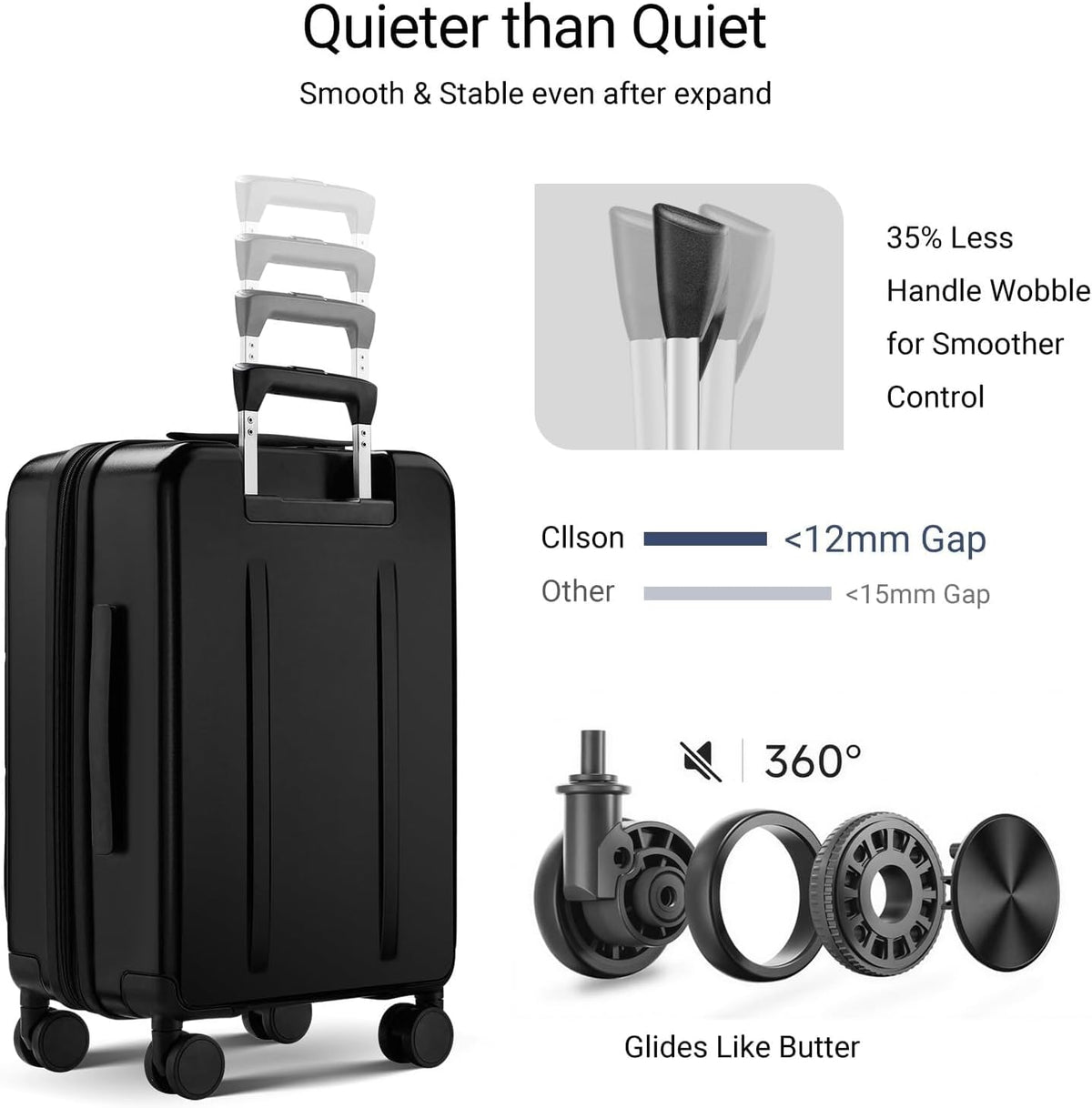 Carry On Luggage with Top Opening, Expandable with Front Pocket and USB Charging Port, Lightweight with Front Compartment Rolling Suitcases with Spinner Wheels