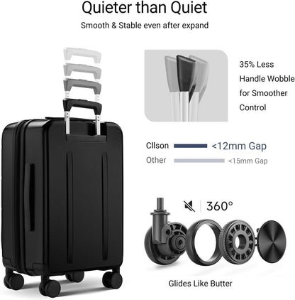 Carry On Luggage with Top Opening, Expandable with Front Pocket and USB Charging Port, Lightweight with Front Compartment Rolling Suitcases with Spinner Wheels