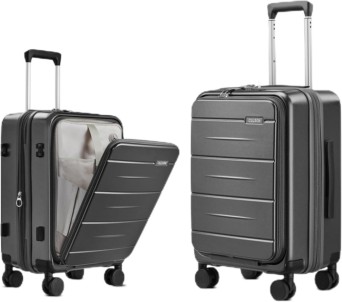 Carry On Luggage with Top Opening, Expandable with Front Pocket and USB Charging Port, Lightweight with Front Compartment Rolling Suitcases with Spinner Wheels