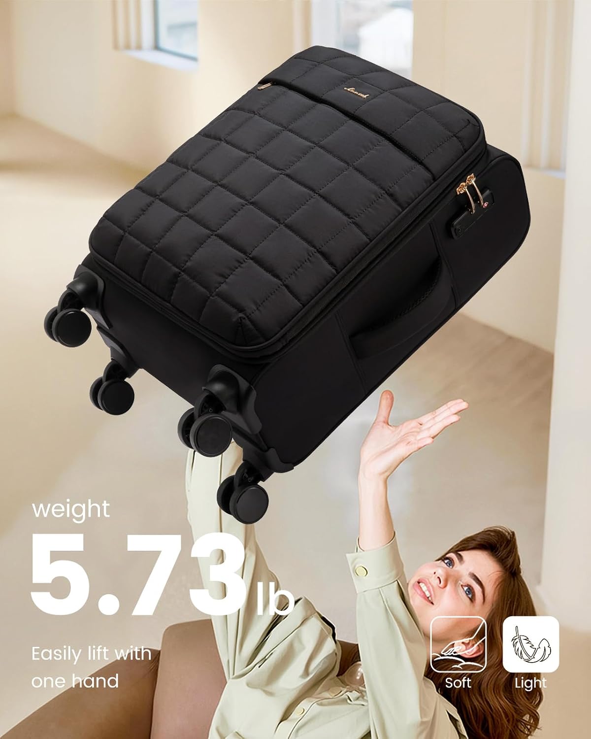 Carry On Luggage 22x14x9 Airline Approved, 20 Inch Softside with Wheels, Lightweight Spinner Suitcase with TSA Lock, Water-Resistant Large Capacity for Travel, Black