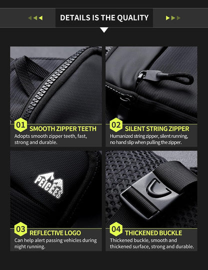 Mini Crossbody Sling Bag Dual Pocket Water Resistant Running Phone Holder Chest Shoulder Bag for Men Women Travel Gym