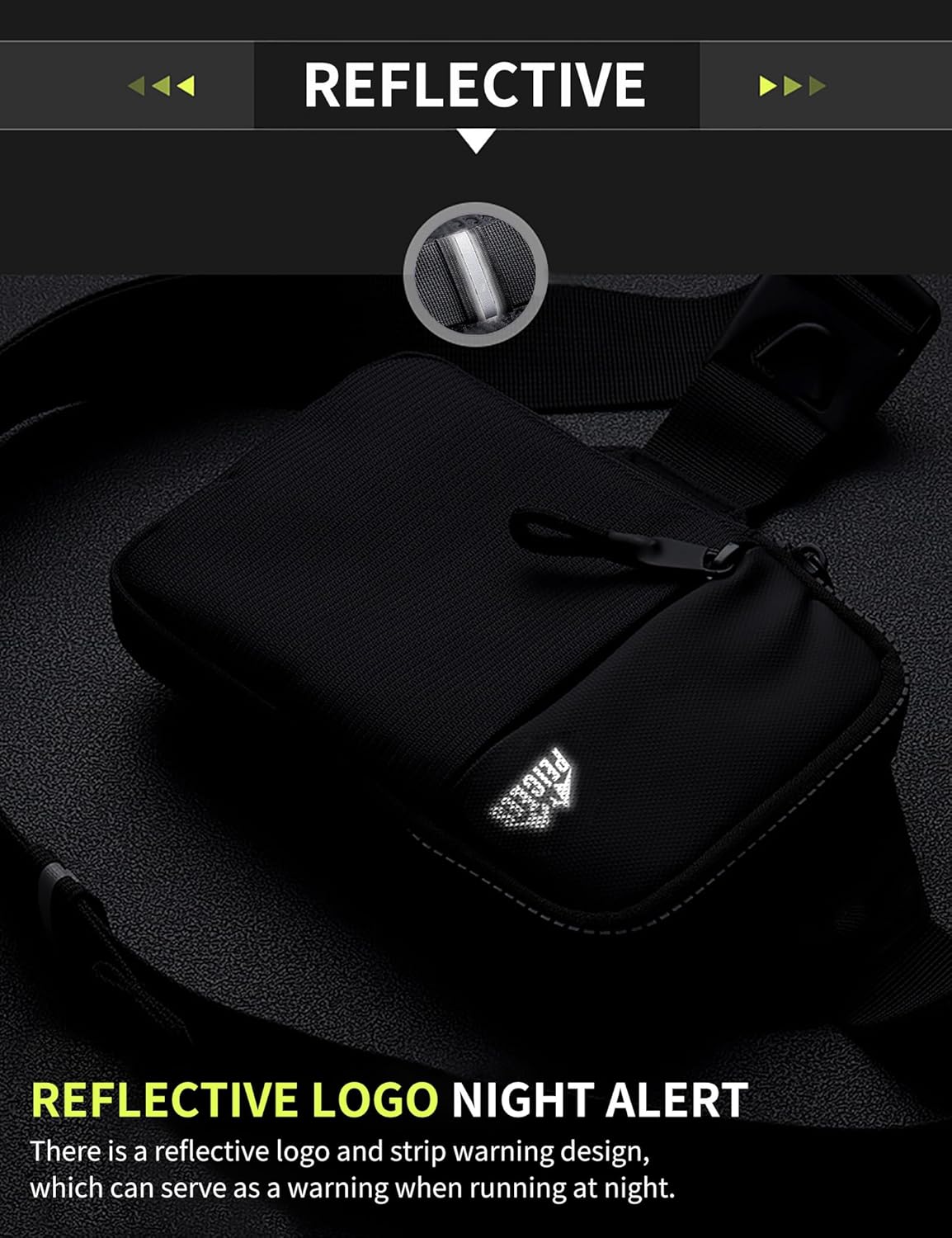 Mini Crossbody Sling Bag Dual Pocket Water Resistant Running Phone Holder Chest Shoulder Bag for Men Women Travel Gym