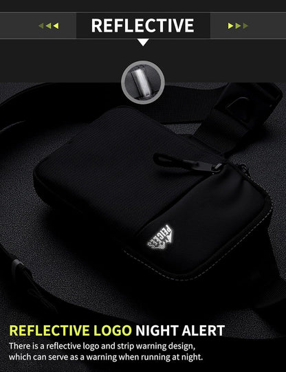 Mini Crossbody Sling Bag Dual Pocket Water Resistant Running Phone Holder Chest Shoulder Bag for Men Women Travel Gym