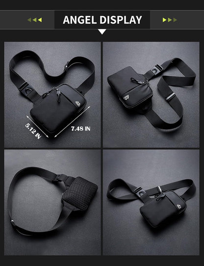 Mini Crossbody Sling Bag Dual Pocket Water Resistant Running Phone Holder Chest Shoulder Bag for Men Women Travel Gym