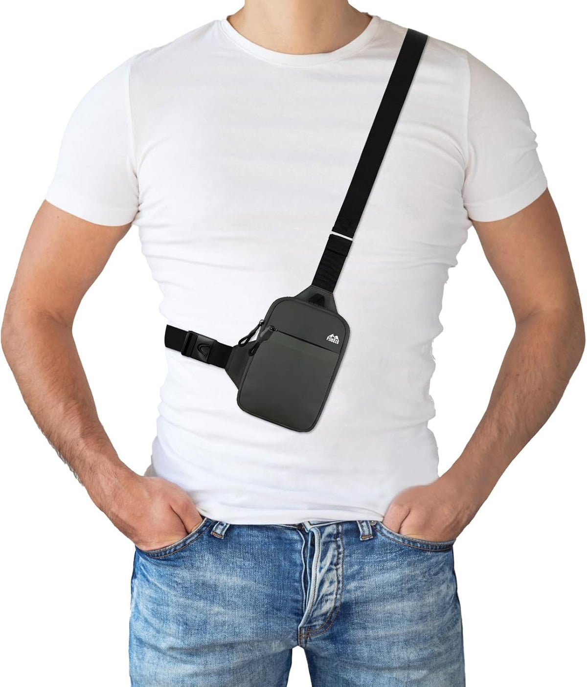 Mini Crossbody Sling Bag Dual Pocket Water Resistant Running Phone Holder Chest Shoulder Bag for Men Women Travel Gym