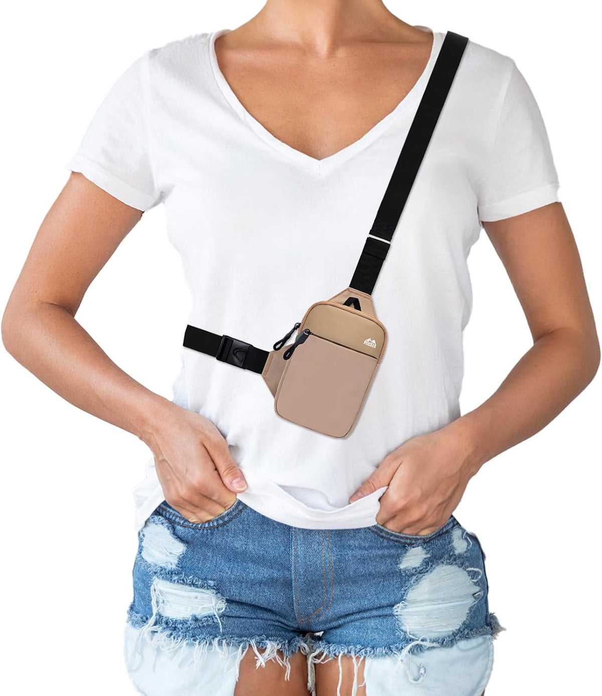 Mini Crossbody Sling Bag Dual Pocket Water Resistant Running Phone Holder Chest Shoulder Bag for Men Women Travel Gym