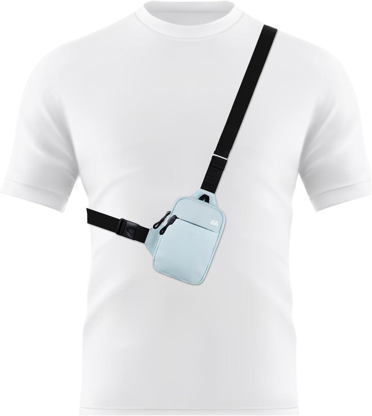 Mini Crossbody Sling Bag Dual Pocket Water Resistant Running Phone Holder Chest Shoulder Bag for Men Women Travel Gym