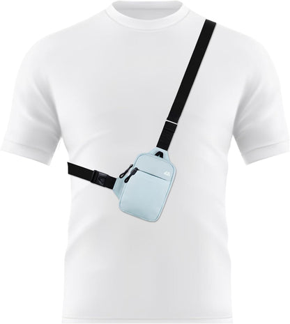 Mini Crossbody Sling Bag Dual Pocket Water Resistant Running Phone Holder Chest Shoulder Bag for Men Women Travel Gym